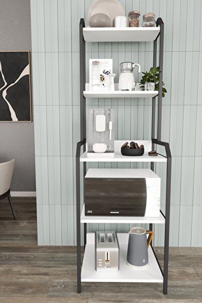 Remaks SELİMİYE Mutfak Standı Raflı Kahve Köşesi Mutfak Rafı Mutfak Bango Beyaz