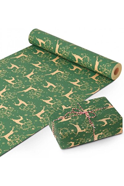 Kraft Co Rolă de hârtie de împachetat, verde/auriu, 44,5 cm x 25 m