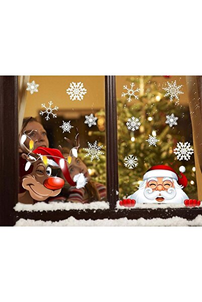 Yuson Set de 4 coli de stickere de Crăciun Yuson, PVC, albe, 21,5 x 32 cm