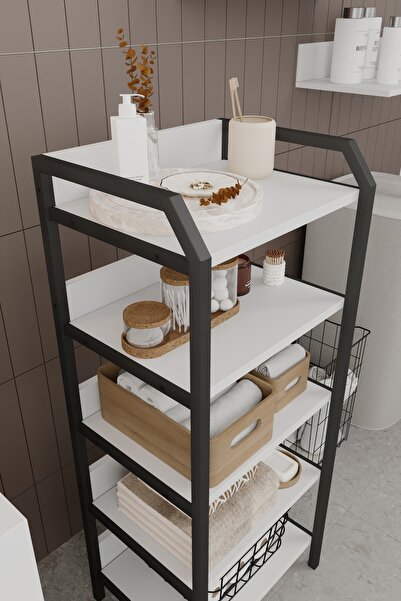 Remaks Bozburun Çok Amaçlı Banyo Rafı Deterjanlık Kiler Rafı Banyo Dolabı Beyaz