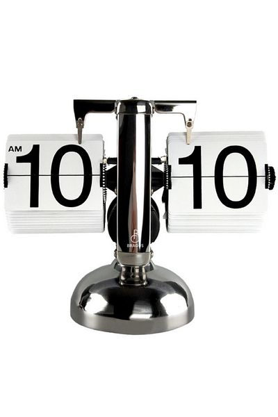 BRAGUS Retro, analog clock, suitable for a variety of decors, automatic, solid metal, white-stainless