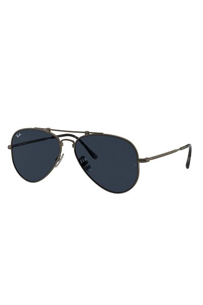 Ray-Ban Ray-Ban RB8125 Titanium 9138T0 – Unisex Glasses, Pewter Titanium, Dark Blue Lenses, Size 58