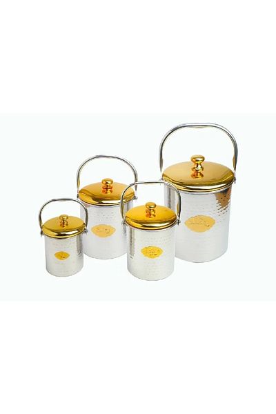 BASURRAH 4-piece spice box set with silver handle