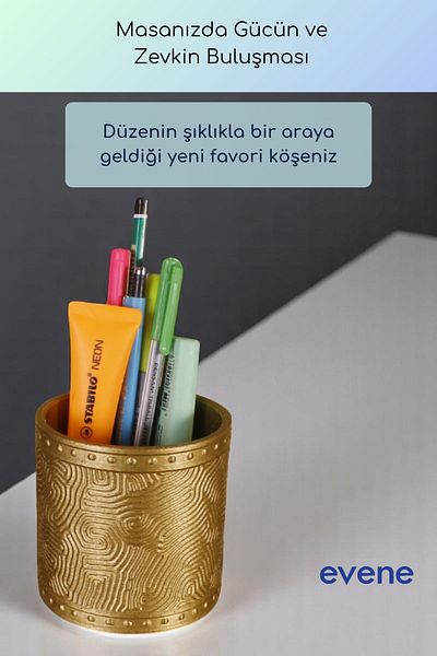 Evene Suport pentru stilou Suport pentru stilou de birou Organizator Suport pentru stilou Culoare aurie Model 82