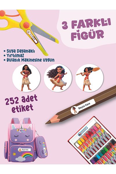 YUNUS COPY School Label Pen Notebook Label Moan Themed Special Name Writable Label - 252Pcs