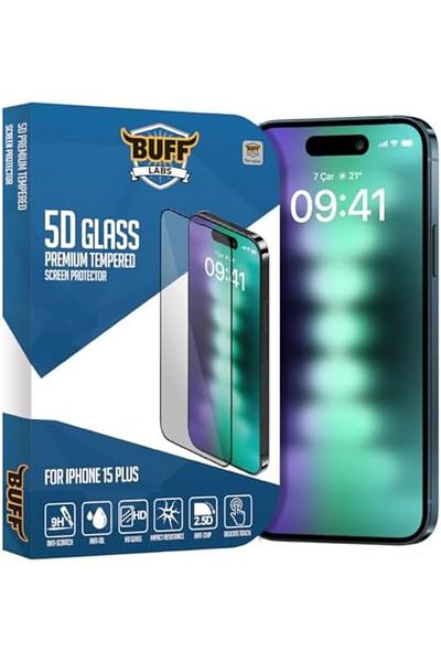 Mena Rise Diyar-ıFırsatShop LABS Buff واقي شاشة زجاجي 5D متوافق مع هاتف iPhone 15 Plus 1017157
