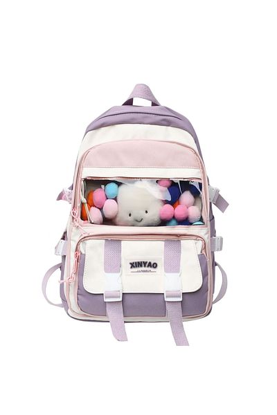 MBrands ghiozdan școlar, cu decorațiuni de pluș, violet
