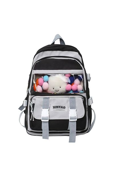 MBrands ghiozdan școlar, cu decorațiuni plus, negru