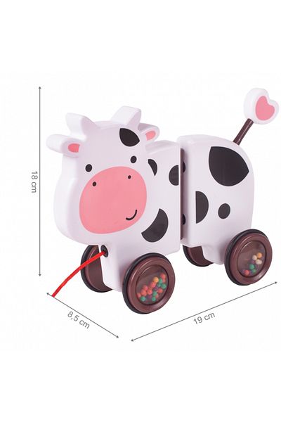 ideal STORE Jucarie interactiva Tip Vacuta Happy Cow idealSTORE, Dimensiune 18 x 19 x 9 cm, Dotata cu Sfoara Fab
