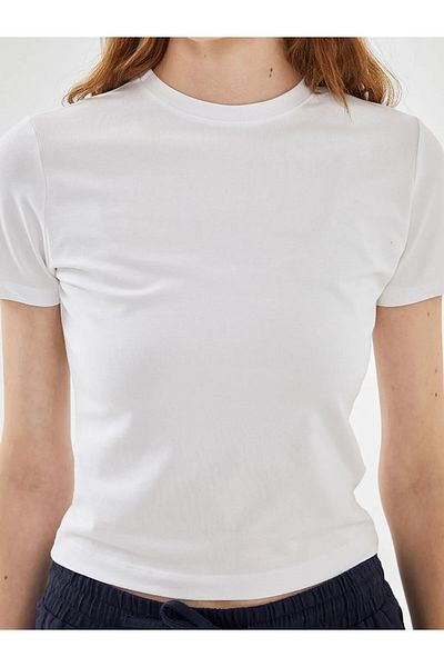 LC Waikiki Crew Neck Ribbed Combed Cotton Women's T-Shirt