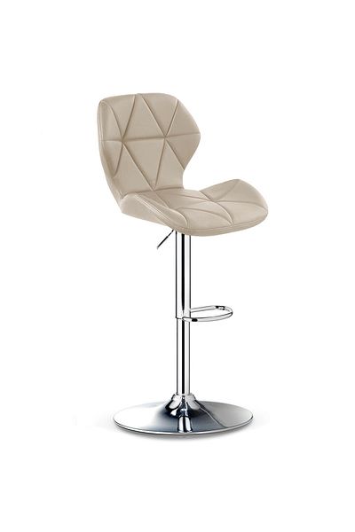 Quasar & Co. Scaun De Bar,inaltime Reglabila,rotativ 360°,suport Picioare,sezut Scoica,piele Ecologica,ivoire