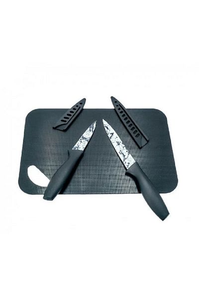 BASURRAH Knife set with black cutting board
