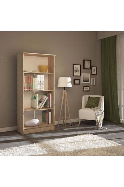 haaus.ro Haaus Flint Library, 3 Polite, Stejar Sonoma, 70 x 32 x 159 cm