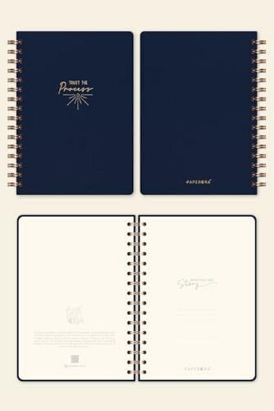 Mena Rise Diyar-Ifırsatshop A5 Spiral Hard Cover Linen Dotted Undated Notepad Navy Blue 1017157