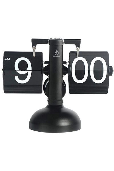 BRAGUS Retro, analog clock, suitable for a variety of decors, automatic, solid metal, black