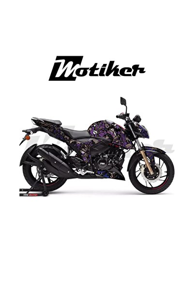 Motiker APACHE RTR 200 Kaplama Sticker Etiket Modeli Motif Desen Mor Gri