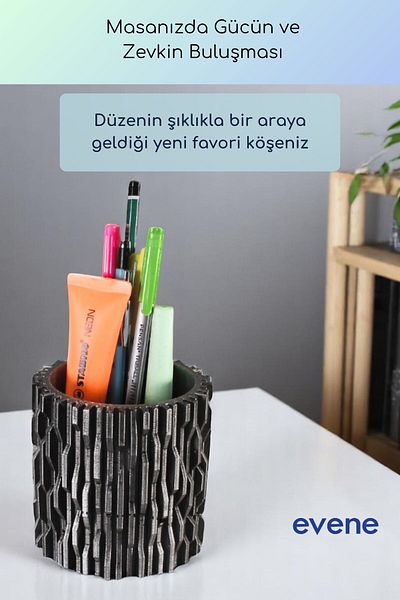 Evene Θήκη για στυλό Επιτραπέζια θήκη για στυλό Organizer Θήκη για στυλό Ασημί Αντίκα Χρώμα Μοντέλο 78