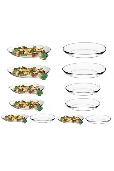 Paşabahçe 12-Pack Glass Boat Plate - Glass Presentation Boat Plate 3 Sizes
