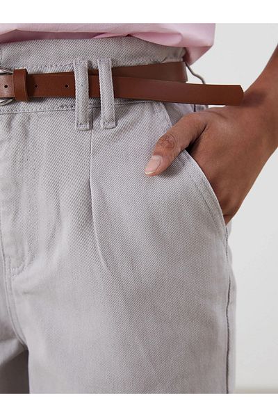 LC Waikiki Women's Jeans Shorts with Waist Belt