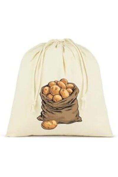 AC BOX Potato, Onion and Parsley Storage Bag, Set of 3, Raw Cloth Fabric, Drawstring Ac Box 861931