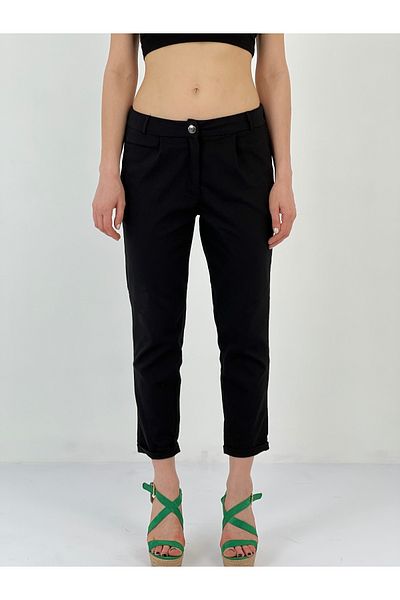 Miss Poem Women's Button Detailed Black Trousers