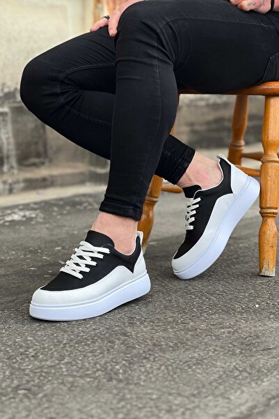 Wagoon Wg162 White Black Orthopedic Sole Men's Casual Shoes