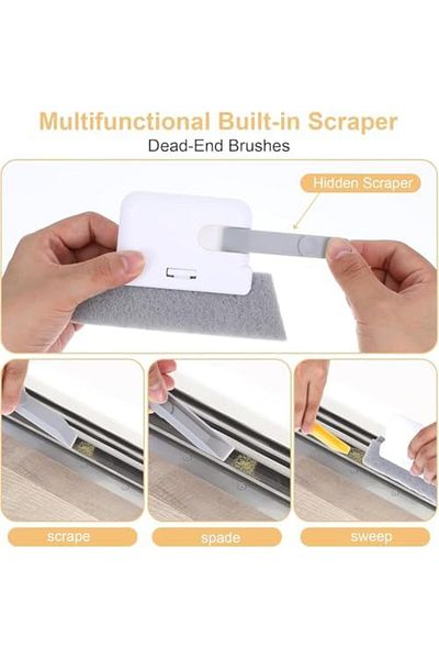 Mena Rise Şirinshop Functional Cleaning Brush |   Window Rail and Body Cleaner |   White and Gray 110