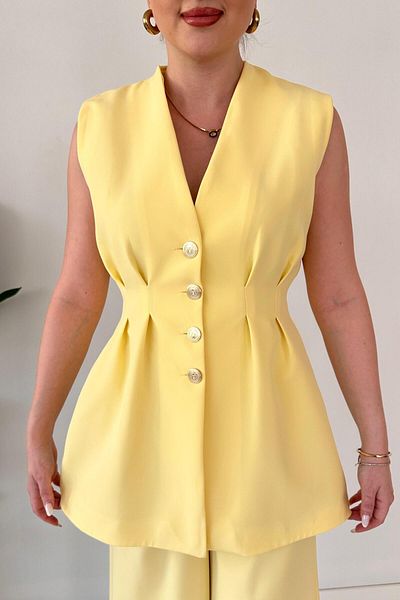 MaziButik Kuplu Vest Suit Yellow