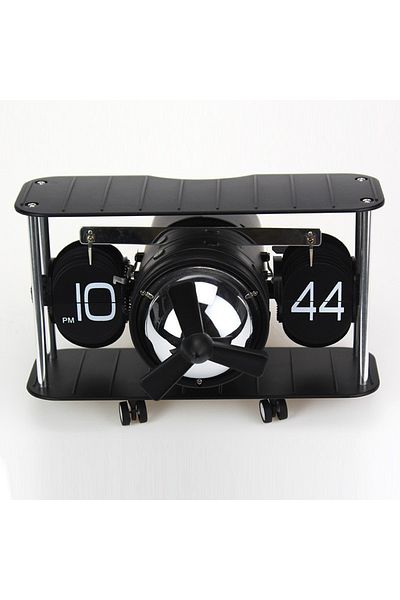BRAGUS Retro clock, airplane shape, analog, for a variety of decors, automatic, solid metal, Black-White
