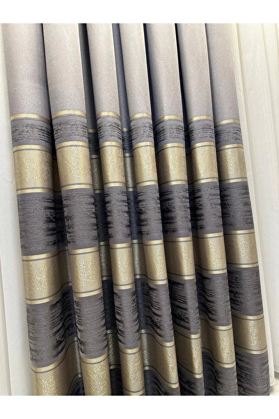 NİVEMESHOME Nivemeshome Defne Ft614339 V_5403 Gray 1/3 Frequently Pleated Background Curtain Apm
