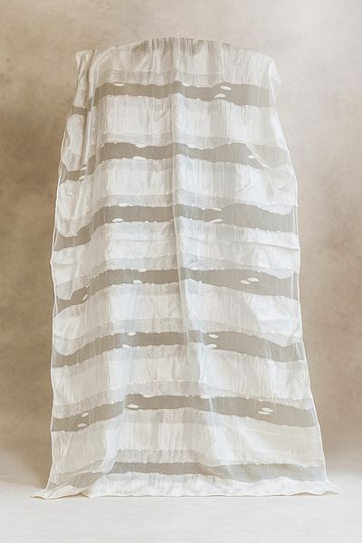 Hazard White Striped Transparent Shawl