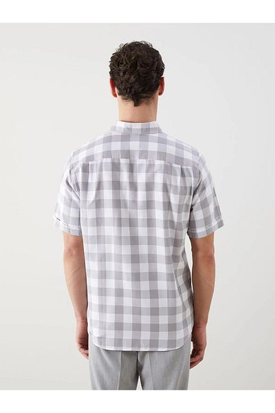 LC Waikiki Regular Fit Short Sleeve Plaid Dobby Men's Shirt