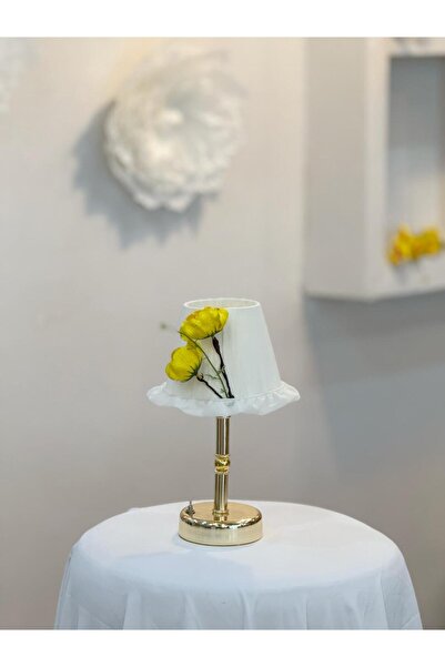 Maison Avf İpek Gelincik Sarı Kablosuz Pilli Masa Lambası - Uzun Parlak Gold