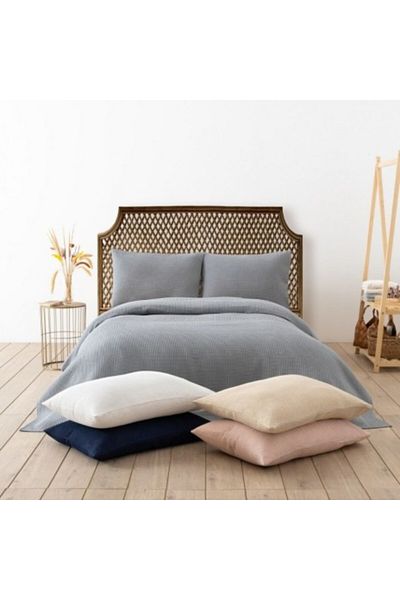 DC Home Cuvertura 200x220cm si 2 fete perna cu textura tip fagure, Waffle Gri