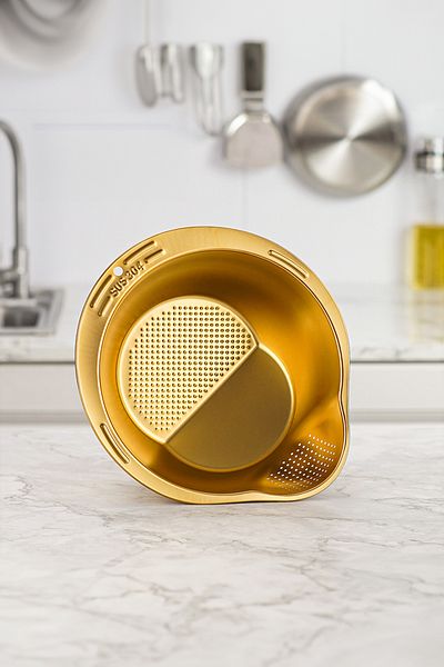 Vadi Multipurpose Rice Fruit Pasta Vegetable Strainer Stainless Steel Strainer Gold