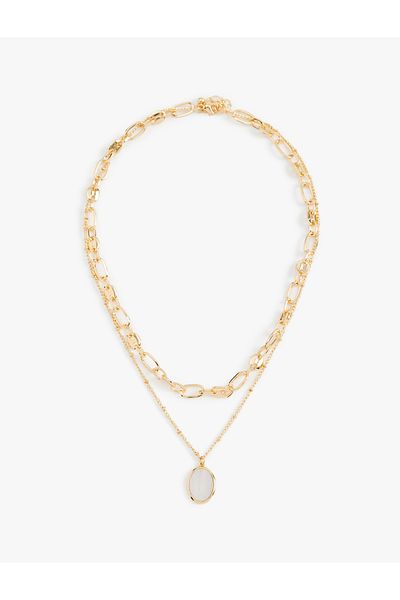 Koton 2 Rows Charm Detailed Chain Necklace