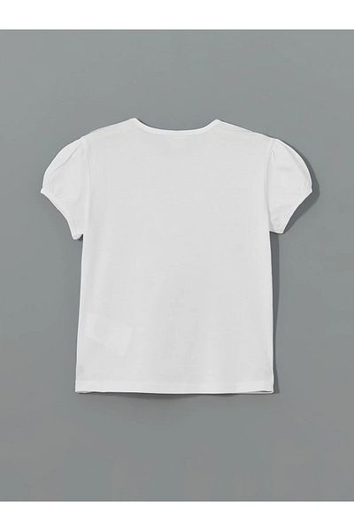 LC Waikiki Crew Neck Two-Way Sequined Girl's T-Shirt