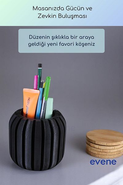 Evene Suport pentru stilou Suport pentru stilou de birou Organizator Suport pentru stilou Culoare neagra Model 79