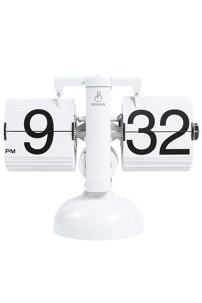 BRAGUS Retro clock, analog, suitable for a variety of decors, automatic, solid metal, White