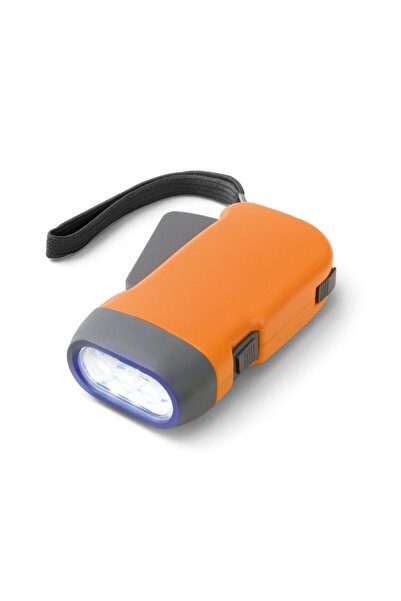 dalimag Flashlight with Dynamo and Battery, 3 LEDs, Battery Charging by Pressing the Lever, Hanging, Orange