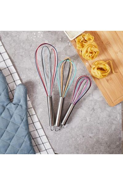 Mena Rise Şirinshop 15398 3-Piece Whisk Set - Metal Handle, Silicone Tip, Self-Hanging 1108107