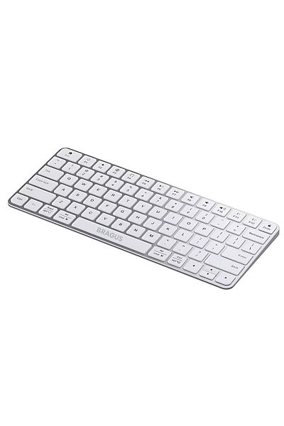 BRAGUS Rechargeable wireless keyboard, Bluetooth 5.1, USB, 500mAh, aluminum, All Devices, silver