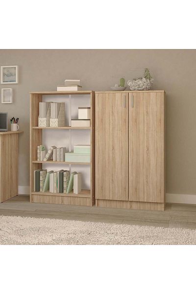 haaus.ro Haaus Flint Library, 2 Polite, Stejar Sonoma, 70 x 32 x 122 cm