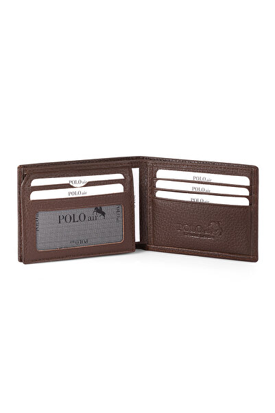 Polo Air Men's Groom Set 100% Genuine Leather Wallet Card Holder Belt Keychain Combination Brown Color H-Dm-8002-K