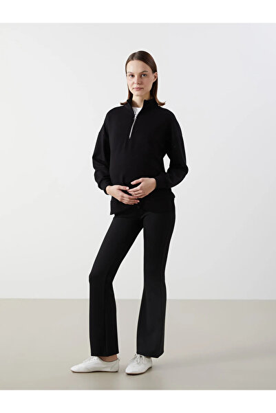 LC Waikiki Black Elastic Waist Maternity Sweatpants with Abdominal Panel