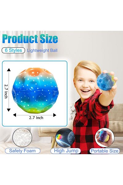 Janissary 3 Pieces Pastel Bouncing Ball, Space Balls, Super High Bouncing Light, Balls, Garden Toy