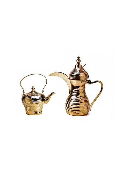 BASURRAH Luxury Gold Dallah and Kettle Set, 1.3-2 Liters