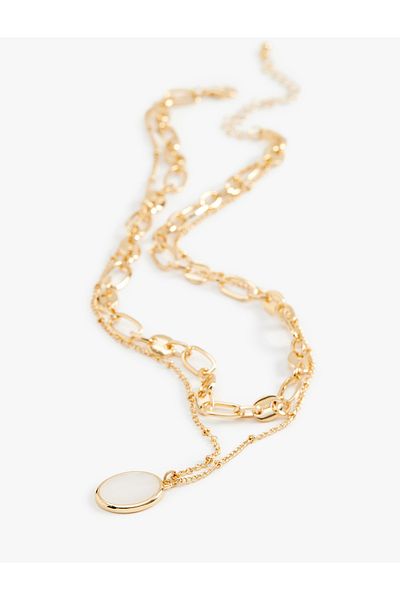 Koton 2 Rows Charm Detailed Chain Necklace