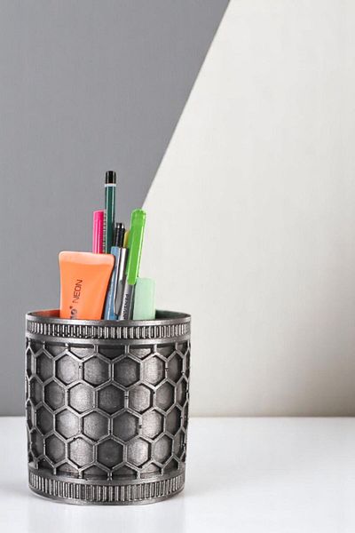 Evene Suport pentru stilou Suport pentru stilou de birou Organizator Suport pentru stilou Argintiu Culoare antică Model 81