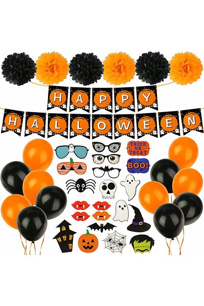 Koogel Halloween decoration set, 40 pieces, latex/cardboard, multicolor